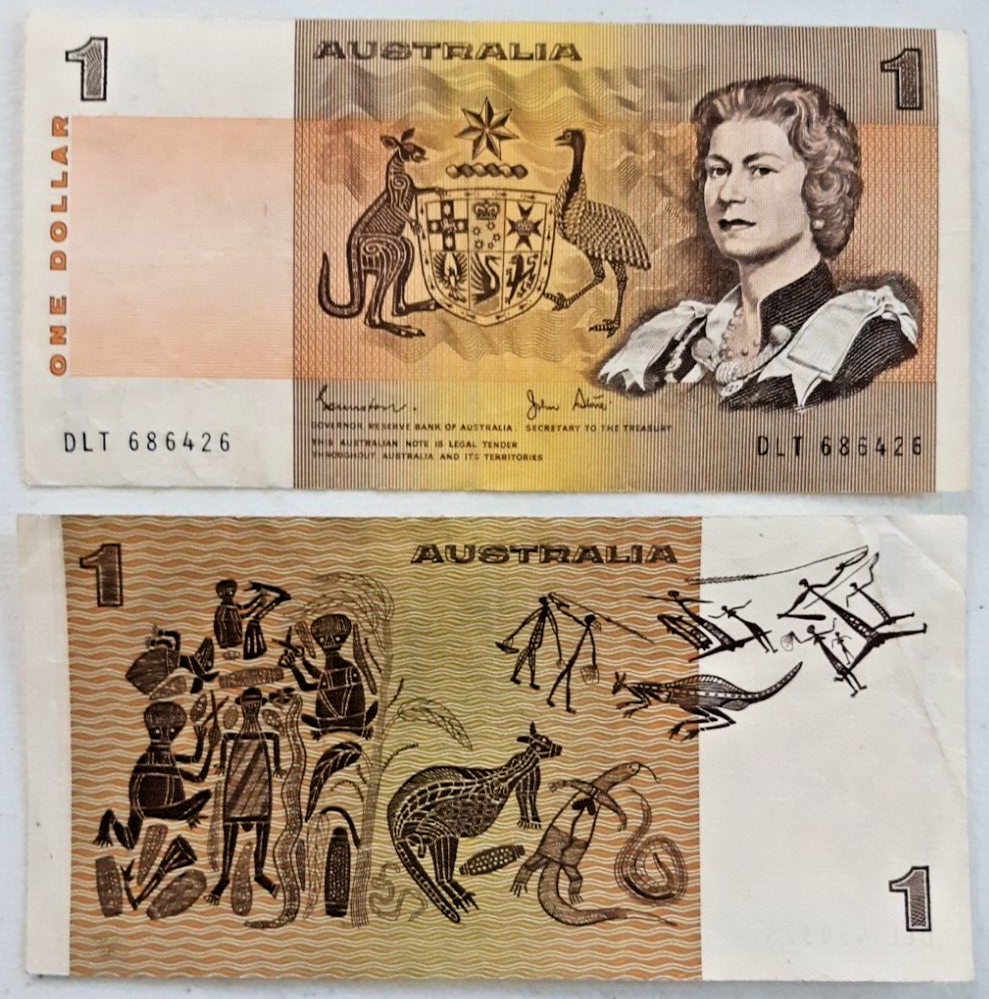 Australia 1982 $1 1 Dollar banknote Johnston Stone circulated condition