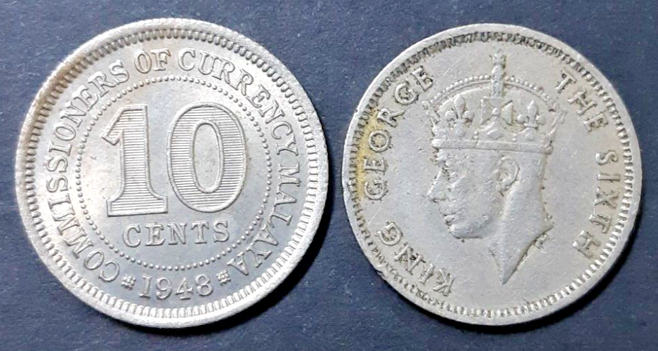 Commissioners of Currency Malaya 10 cent 1948 coin circulated