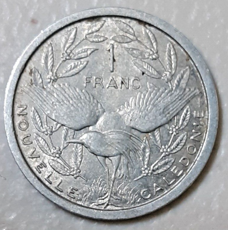 New Caledonia 1 Franc 1949 aF condition aluminium coin