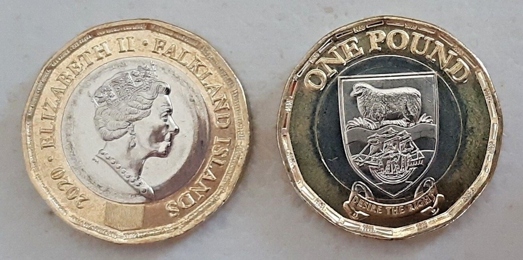 Falkland Islands 1 pound bimetallic uncirculated coin
