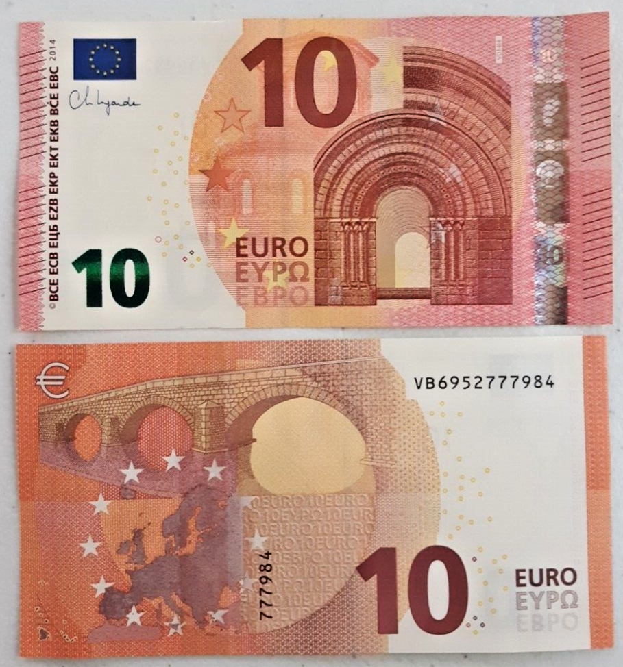 2019 Euro 10 Dollars banknote uncirculated condition V prefix (Spain)