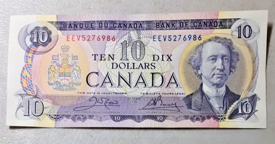 Canada $10 10 Dollars note nice lightly circ condition 1971 P# 92b Bouey Crow