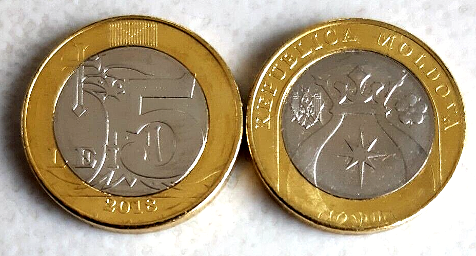 Moldova 2018 5 Lei coin uncirculated condition from mint roll