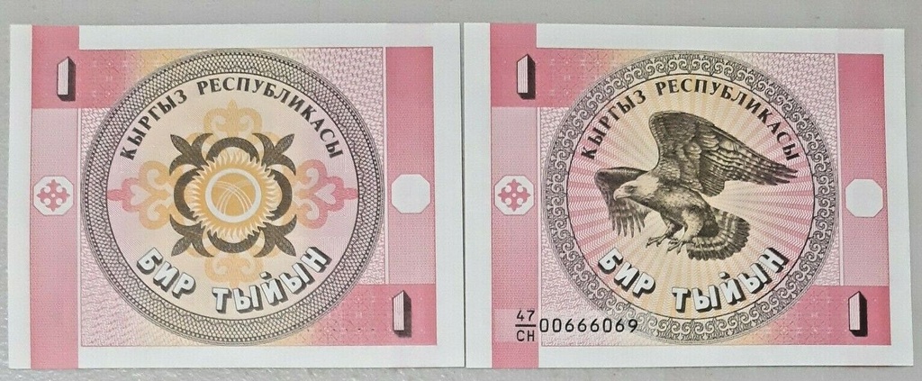 Kyrgyzstan 1 Tyiyn banknote 1993 uncirculated P-1