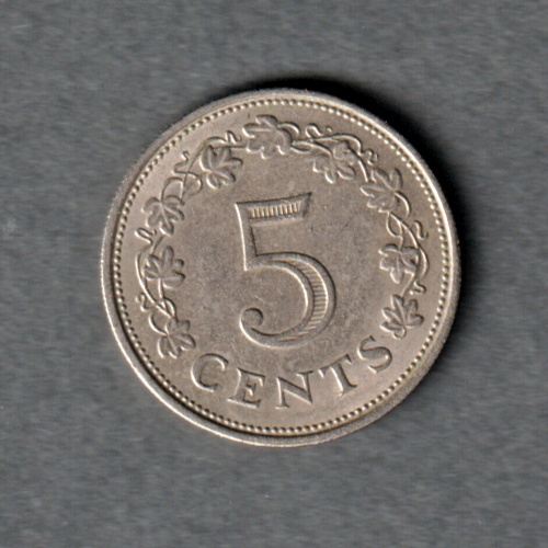 Malta 1972 5 cents coin circulated condition uncommon