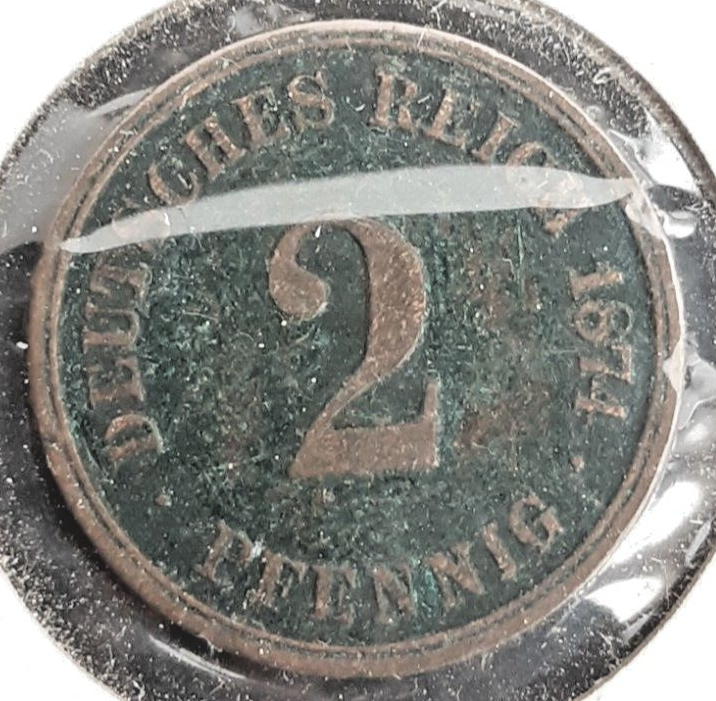Imperial Germany 2 Pfennig 1874-A coin circulated condition