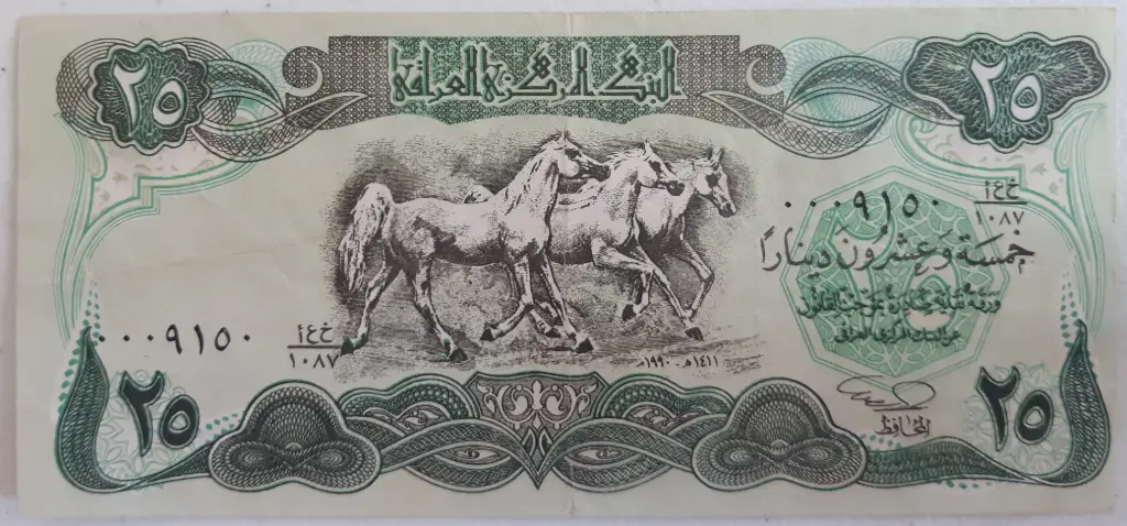 Iraq 25 Dinars 1990 banknote circulated condition