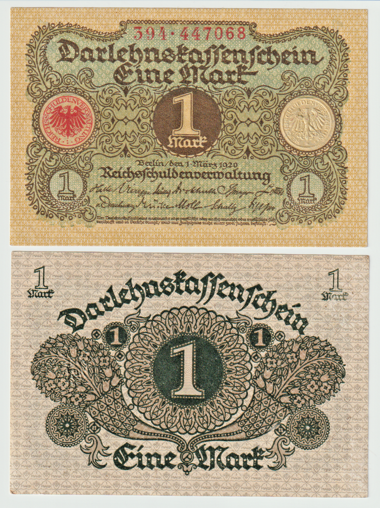 Germany 1 Mark banknote 1920 uncirculated condition
