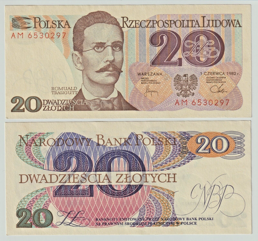Poland 20 Zloty 1982 banknote uncirculated