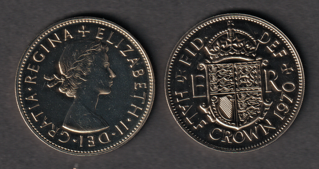 Great Britain half-crown 1970 proof coin limited 750K mintage