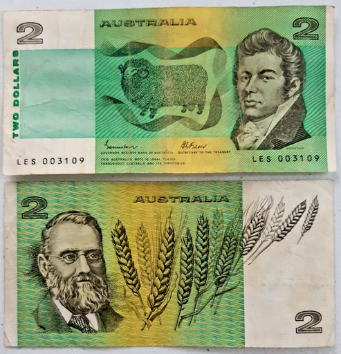 [196886034112] Australia 1985 $2 2 Dollar banknote Johnston Fraser circulated condition