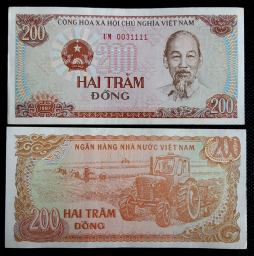 [196026432142] Viet Nam 200 Dong uncirculated with storage damage banknote 1987 P-100a