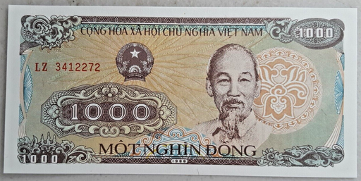 [196499064275] Viet Nam 1000 Dong uncirculated banknote 1988 P-106a large serials