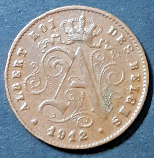 [196530610529] Belgium 1912 1 centime coin nice circulated condition