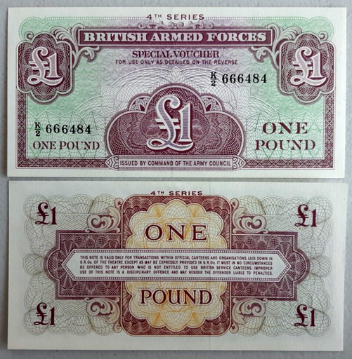 [196190729680] British Armed Forces 1 Pound banknote 4th series 1962 P# M36 uncirculated