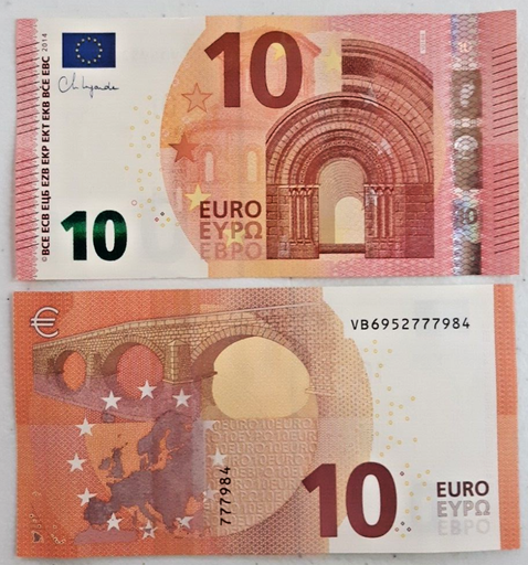 [196951277474] 2019 Euro 10 Dollars banknote uncirculated condition V prefix (Spain)