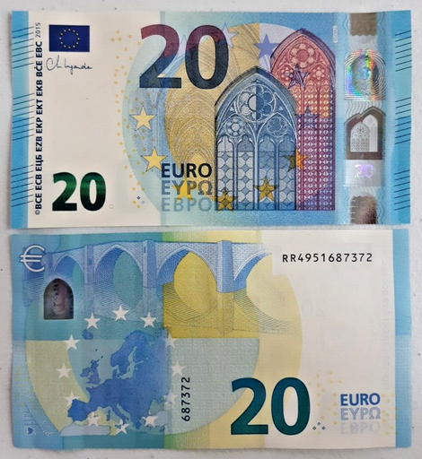[196951296449] 2019 Euro 20 Dollars banknote uncirculated condition R prefix (Germany)