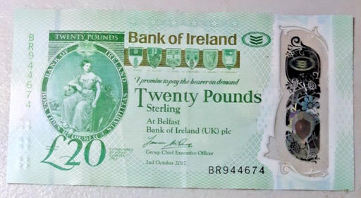 [196647173147] Northern Ireland Belfast 2017 20 pounds polymer note excellent used condition