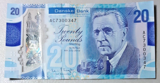 [196647177594] Northern Ireland Danske Bank 2017 20 pounds polymer note excellent used cond