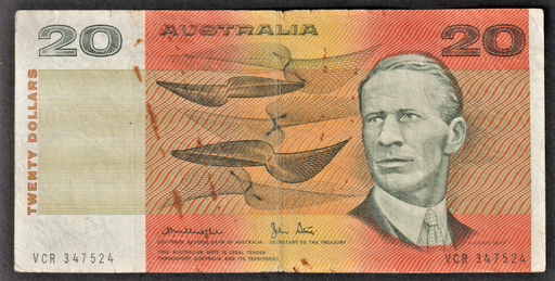 [197124919976] Australia 1979 20 20 Dollars banknote Knight Stone circulated condition VCR