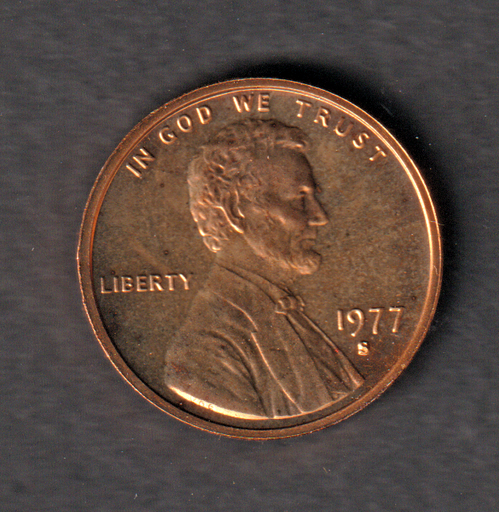 [197125498869] USA 1 cent 1977-S proof from set uncirculated Lincoln
