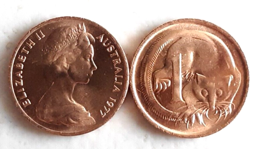 [195896985685] Australia 1 cent coin 1977 lightly circulated Red rare in this condition