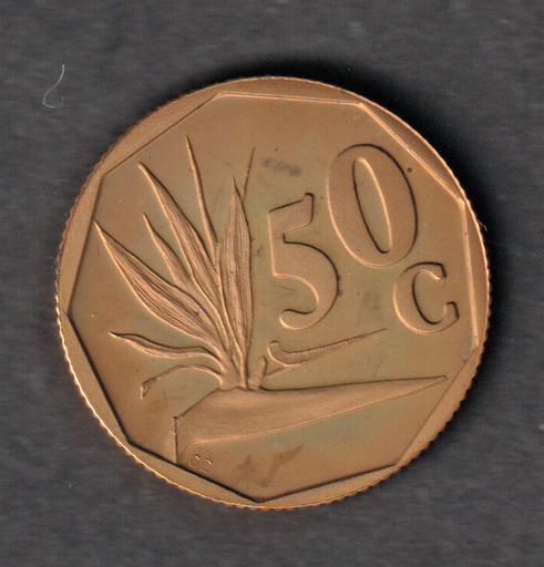 [197284911916] South Africa 1992 50c Twenty cents proof coin toned