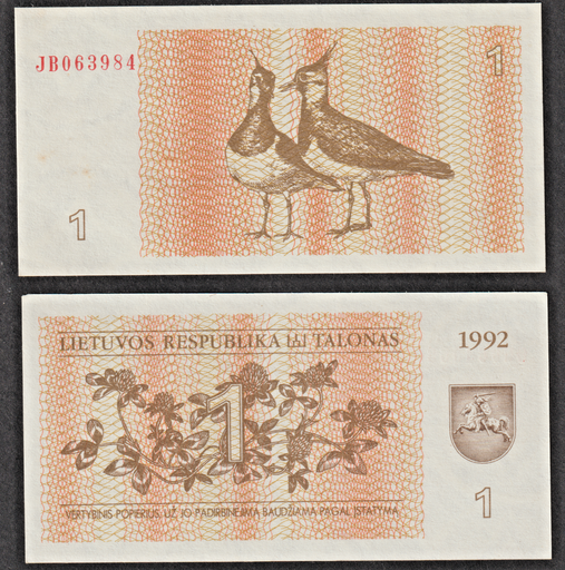 [196924181912] Lithuania 1 Talonas 1992 series banknote uncirculated