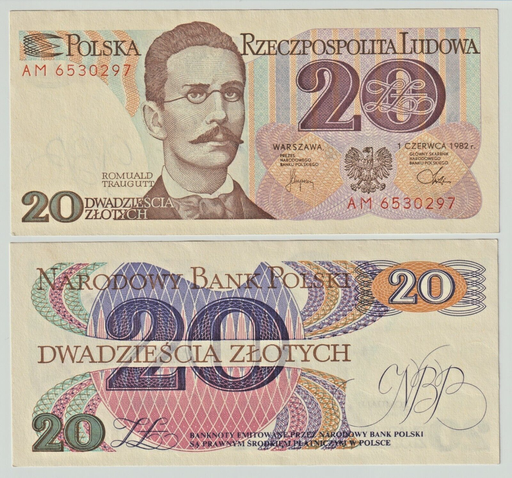 [196924193918] Poland 20 Zloty 1982 banknote uncirculated