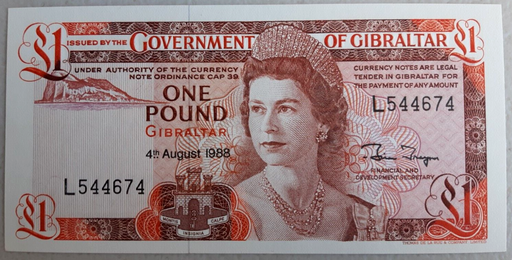 [196374868702] Gibraltar 1 Pound banknote August 4 1988 uncirculated P-20e