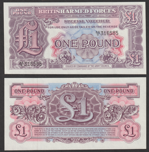 [197185152966] British Armed Forces 1 Pound banknote 2th series 1948 uncirculated