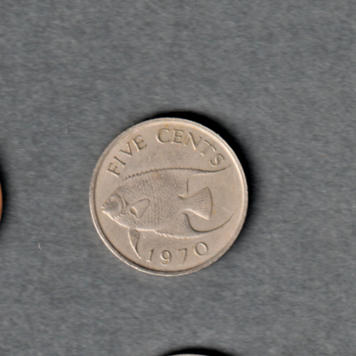 [196969925857] Bermuda 1970 5 Cents coin nice circulated condition low mintage