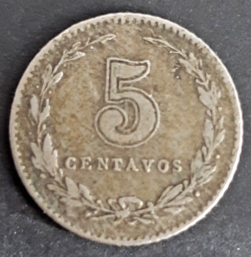 [196528893426] Argentina 1916 5 Centavos nickel coin circulated