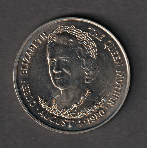 [197284965321] Tristan Da Cunha Queen Mother Royal Visit 1980 25 pence coin uncirculated